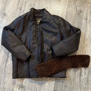 Vintage reed thinsulate leather jacket with lamb collar
